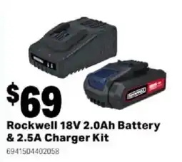 Mitre 10 Rockwell 18V 2.0Ah Battery & 2.5A Charger Kit offer