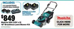 Mitre 10 Makita 36V (18V x 2) 18" Brushless Lawn Mower Kit offer