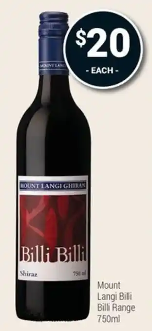 Mount Langi Billi Billi Range Shiraz