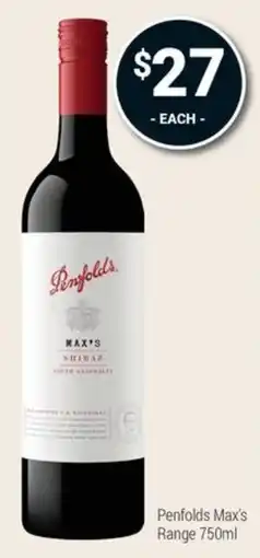Super Cellars Penfolds Max's Shiraz offer
