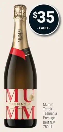 Super Cellars Mumm Terroir Tasmania Prestige Brut N.V offer