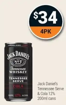 Super Cellars Jack Daniel's Tennessee Serve & Cola offer