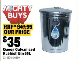 Mitre 10 Queen Galvanised Rubbish Bin offer