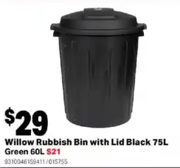 Mitre 10 Willow Rubbish Bin with Lid Black offer