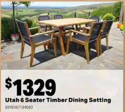 Mitre 10 Utah 6 Seater Timber Dining Setting offer