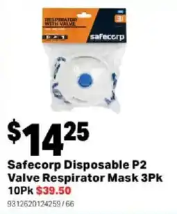 Mitre 10 Safecorp Disposable P2 Valve Respirator Mask offer