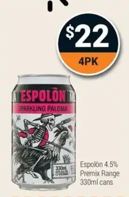 Super Cellars Espolòn Sparkling Paloma offer