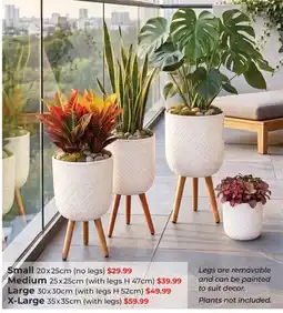 Red Dot White Textured Plant Pot with Legs offer