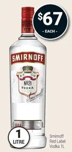 Super Cellars Smirnoff Red Label Vodka offer