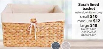 Cheap as Chips Sarah Lined Basket Small offer