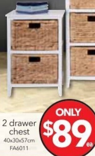 Cheap as Chips 2 Drawer Chest 40x30x57cm offer