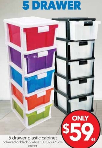 Cheap as Chips 5 Drawer Plastic Cabinet offer