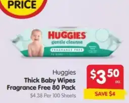 Spar Huggies Thick Baby Wipes Fragrance Free offer