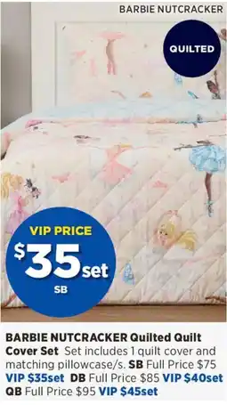 Spotlight BARBIE NUTCRACKER Quilted Quilt Cover Set offer