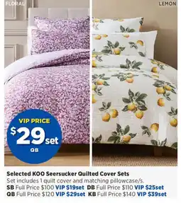 Spotlight Selected KOO Seersucker Quilted Cover Sets offer