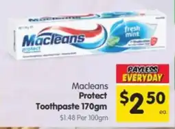 Spar Macleans Protect Toothpaste offer