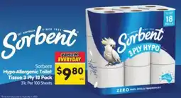 Spar Sorbent Hypo-Allergenic Toilet Tissue 3 Ply offer