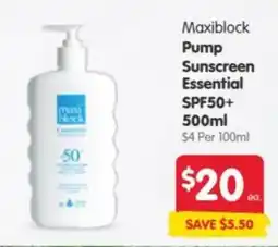 Spar Maxiblock Pump Sunscreen Essential SPF50+ offer