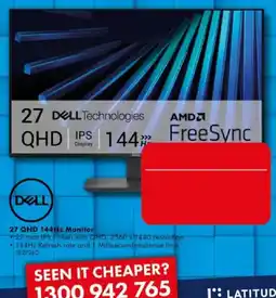 The Good Guys Dell 27 QHD 144Hz Monitor offer
