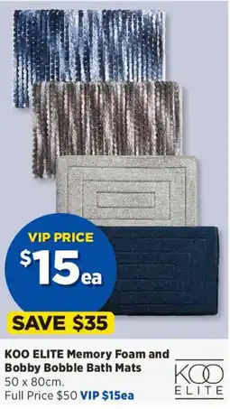 Spotlight KOO ELITE Memory Foam and Bobby Bobble Bath Mats offer