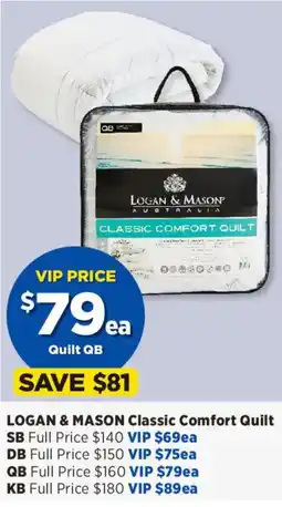 Spotlight Logan & Mason Classic Comfort Quilt offer