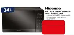 The Good Guys Hisense 34L 1100W Inverter Microwave - Dark Stainless Steel offer