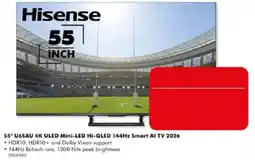The Good Guys Hisense 55" U6SAU 4K ULED Mini-LED HI-QLED 144Hz Smart AI TV 2026 offer