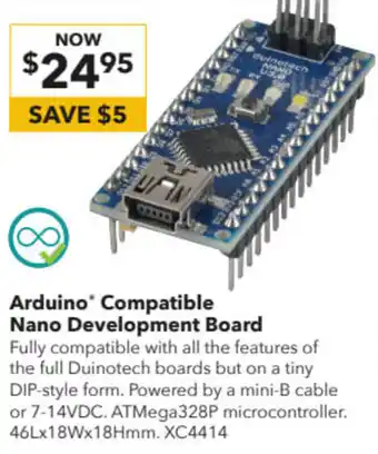 Jaycar Electronics Arduino Compatible Nano Development Board offer