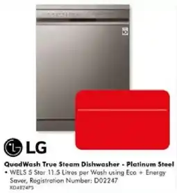The Good Guys LG QuadWash True Steam Dishwasher - Platinum Steel offer