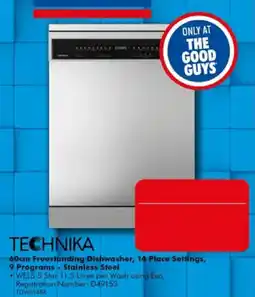 The Good Guys Technika 60cm Freestanding Dishwasher offer