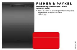 The Good Guys Fisher & Paykel Freestanding Dishwasher - Black Stainless Steel offer