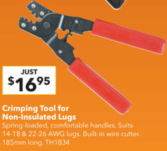 Jaycar Electronics Crimping Tool For Non-Insulated Lugs offer