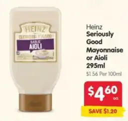 Spar Heinz Seriously Good Mayonnaise or Aioli offer