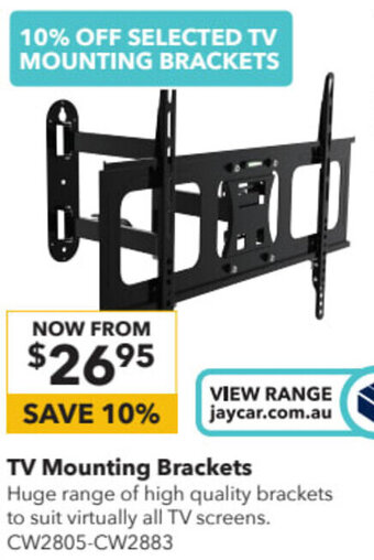 Jaycar Electronics TV Mounting Brackets offer