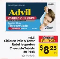Spar Advil Children Pain & Fever Relief Ibuprofen Chewable Tablets offer