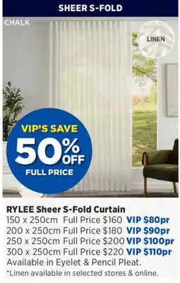Spotlight Rylee Sheer S-Fold Curtain offer