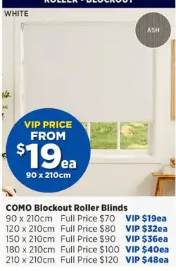 Spotlight COMO Blockout Roller Blinds offer