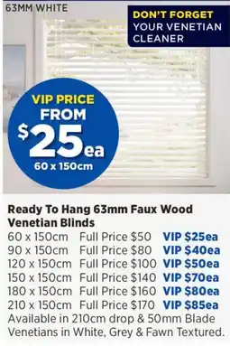 Spotlight Ready To Hang 63mm Faux Wood Venetian Blinds offer