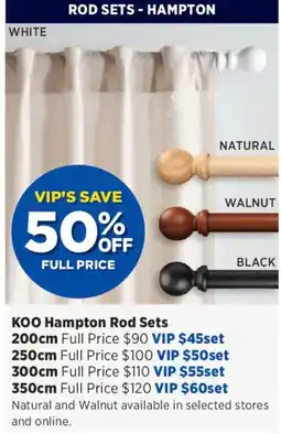 Spotlight KOO Hampton Rod Sets offer