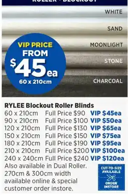 Spotlight Rylee Blockout Roller Blinds offer