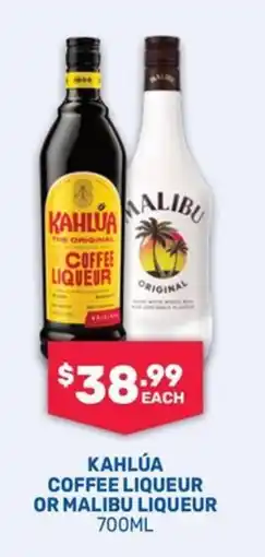 SipnSave Kahlúa Coffee Liqueur or Malibu Liqueur offer