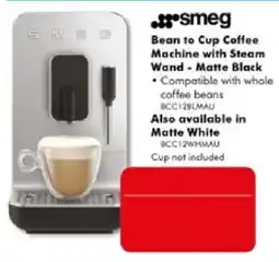The Good Guys Smeg Bean to Cup Coffee Machine with Steam Wand - Matte Black offer