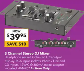 3 Channel Stereo DJ Mixer