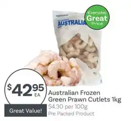 IGA Australian Frozen Green Prawn Cutlets offer