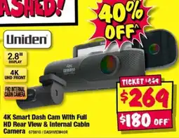 JB Hi-Fi Uniden 4K Smart Dash Cam With Full HD Rear View & Internal Cabin Camera offer