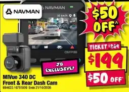 JB Hi-Fi Navman MiVue 340 DC Front & Rear Dash Cam offer