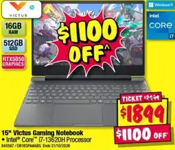 JB Hi-Fi 15" Victus Gaming Notebook offer