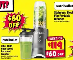 JB Hi-Fi Nutribullet Stainless Steel Flip Portable Blender offer