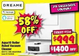 JB Hi-Fi Dreame Aqua10 Roller Robot Vacuum Cleaner offer