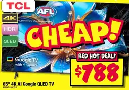 JB Hi-Fi TCL 65" 4K AI Google QLED TV offer